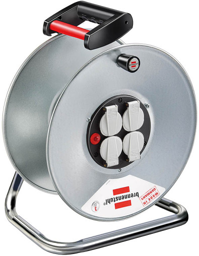 Kabelrolle Metall, silber, leer (ohne Kabel)